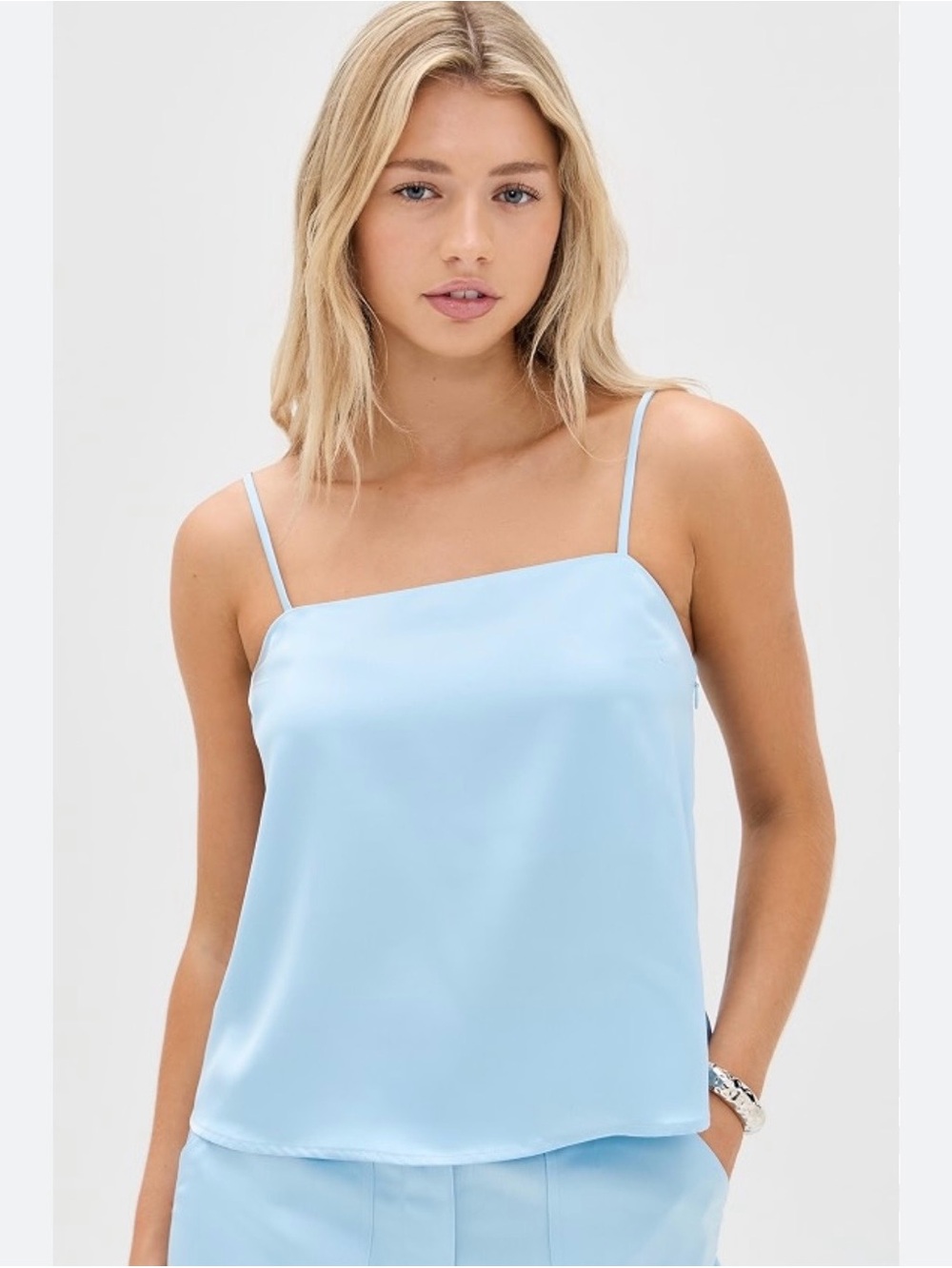 Susana Monaco Light Blue Satin Cami Top